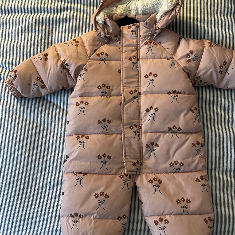 Rylee + Cru Pink Floral snowsuit Baby  12-18 mo girls